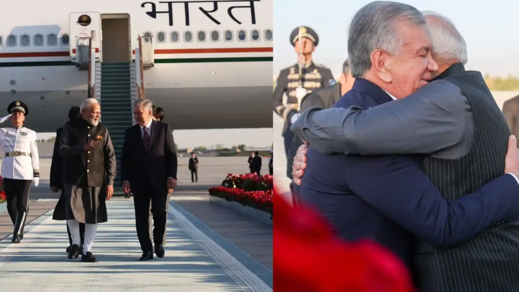 PM Modi Uzbekistan Visit : पीएम मोदी को गले लगाकर राष्ट्रपति मिर्जियोयेव ने किया स्वागत, एक ही कार में निकले दोनों नेता