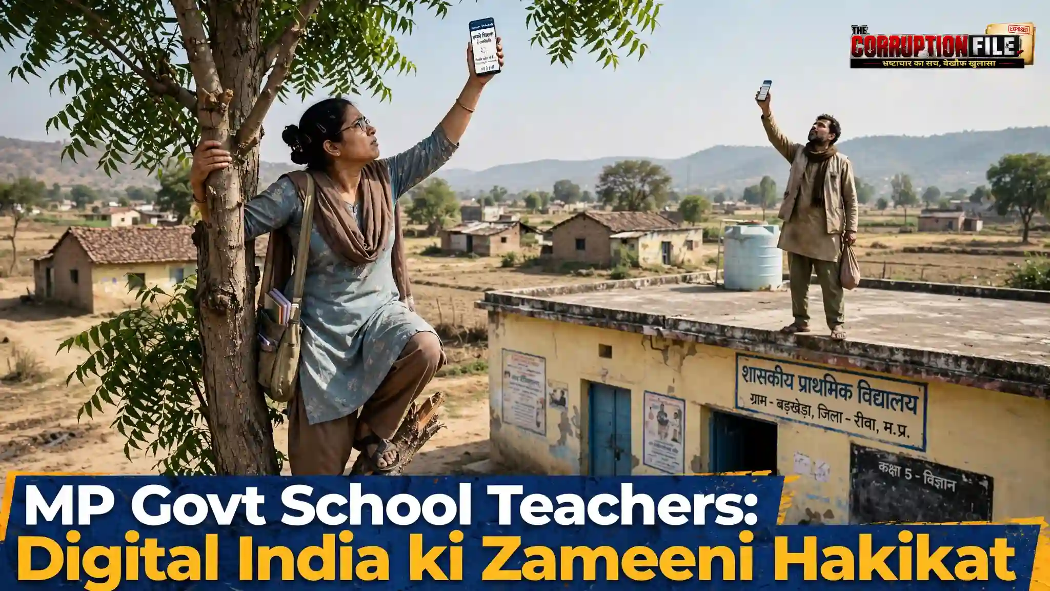MP Govt School Teachers : डिजिटल इंडिया की ज़मीनी हकीकत, नेटवर्क की तलाश में पेड़ों और छतों पर चढ़ने को मजबूर शिक्षक